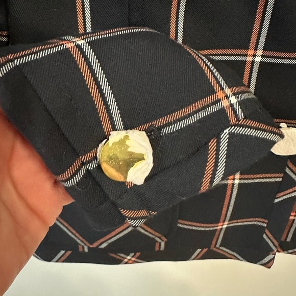 Banana Republic Black Plaid Women's Jacket Blazer, Gold buttons, size 6  Preppy - Picture 5 of 7